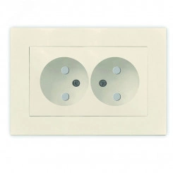 Розетка двухместная UNIVersal серия Афина б/з, с/у, з/ш, 16А, 220В, слоновая кость (ivory) (еврослот), механизм Розетка двухместная UNIVersal серия Афина б/з, с/у, з/ш, 16А, 220В, слоновая кость (ivory) (еврослот), механизм