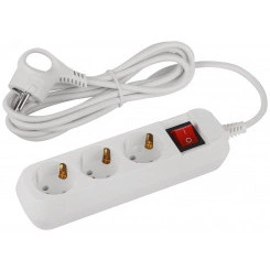 Удлинитель электрический 3 розетки с заземлением с выключателем 3м ПВС 3x0.75мм2 UDL-10-330-ES Greenline ЭРА