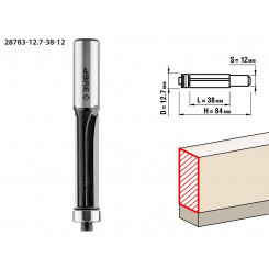 Фреза кромочная с нижним подшипником 12.7x38мм, хвостовик 12мм