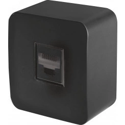 Розетка компьютерная одноместная RJ-45 серия София черный матовый STEKKER