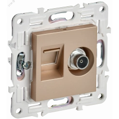 SKANDY Розетка двойная TV+RJ45 кат.6E SK-A15Sa песочный IEK SKANDY Розетка двойная TV+RJ45 кат.6E SK-A15Sa песочный IEK