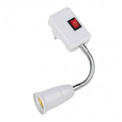 Переходник-светильник для крепления в штепсельной сетевой розетке переходник цокольный гибкий 220В-Е27 150 мм с выключателем Переходник-светильник для крепления в штепсельной сетевой розетке переходник цокольный гибкий 220В-Е27 150 мм с выключателем