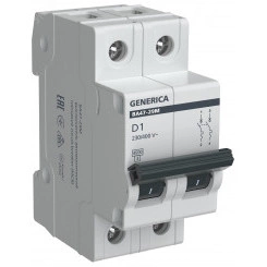Автоматический выключатель ВА47-29М 2P 1А 4,5кА D GENERICA Автоматический выключатель ВА47-29М 2P 1А 4,5кА D GENERICA