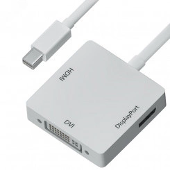 Хаб 3 в 1, Mini DisplayPort 19M на DisplayPort 20F, HDMI 19F и DVI 25+4F, 0.1 м.