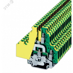 Клемма заземления двухуровневая, винтовой зажим, 4 точки подключения, 4 кв.мм