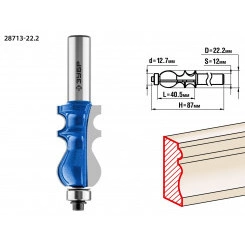 Фреза кромочная фигурная №2 22.2x41мм, хвостовик 12мм