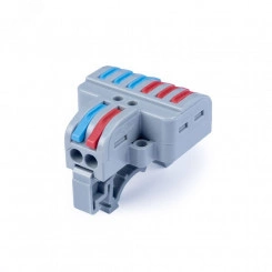 Клемма соединительная универсальная проходная 2-6 полюса с рычагом на DIN-рейку 0.08- Клемма соединительная универсальная проходная 2-6 полюса с рычагом на DIN-рейку 0.08-