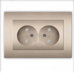 Розетка двухместная UNIVersal серия Афина б/з, с/у, з/ш, 16А, 220В, шампань (еврослот), механизм Розетка двухместная UNIVersal серия Афина б/з, с/у, з/ш, 16А, 220В, шампань (еврослот), механизм