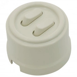 Кнопка (двухклавишная), пластик, цвет Слоновая кость