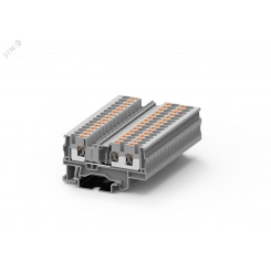 Клемма ТР 1-2 проходная Push-in, сечение 4 мм. кв., серая