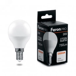 Лампа светодиодная LED 9вт Е14 теплый матовый шар Feron.PRO Лампа светодиодная LED 9вт Е14 теплый матовый шар Feron.PRO
