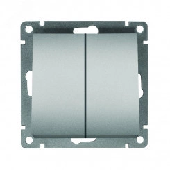 Выключатель двухклавишный UNIVersal серия Афина , с/у, 10А, 220В, серебро (еврослот), механизм Выключатель двухклавишный UNIVersal серия Афина , с/у, 10А, 220В, серебро (еврослот), механизм