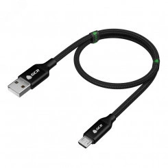 Кабель Micro USB, 1 м., AL черный нейлон, быстрая зарядка