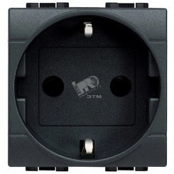 Btichino LL Розетка 2 модуля с заземлением антрацит