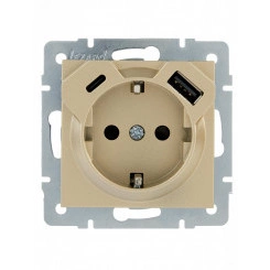 VESNA  Розетка с/з TC+USB разъём золото