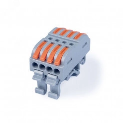 Клемма соединительная универсальная проходная 4 полюса с рычагом на DIN-рейку 0.08-2 Клемма соединительная универсальная проходная 4 полюса с рычагом на DIN-рейку 0.08-2