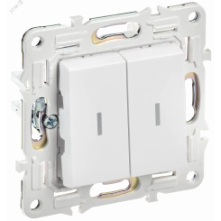SKANDY Выключатель 2-клавишный проходной с индикацией 10А SK-V10W арктический белый IEK SKANDY Выключатель 2-клавишный проходной с индикацией 10А SK-V10W арктический белый IEK