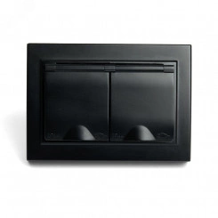 Розетка двухместная с/з с крышкой, 250В, 16А серия Эрна, черный Stekker