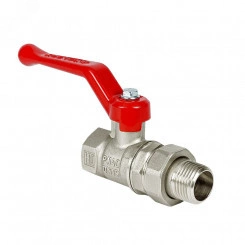 Кран шаровой N/P59 для воды 1/2' ВР/НР рычаг,с амер., латунный никелированный 11Б27фт1М