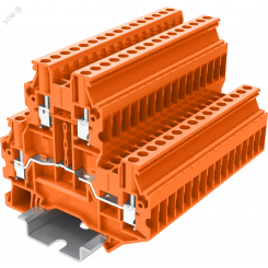 Клемма TU 2-уровневая винтовая, сечение 2,5 мм. кв., оранжевая