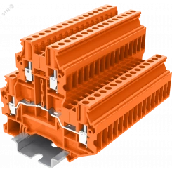 Клемма TU 2-уровневая винтовая, сечение 2,5 мм. кв., оранжевая
