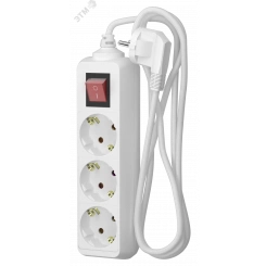 Удлинитель сетевой  16-23ЕS, 2м, 3 розетки, 16А, с выкл., с заземл., Белый