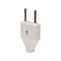 Вилка прямая без з/к 6А плоская белая REXANT