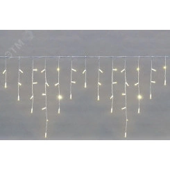 Гирлянда светодиодная Бахрома (Айсикл), 2,4х0,6м, 88 LED ТЕПЛЫЙ белый, белый ПВХ, IP65, эффект мерцания, 230В
