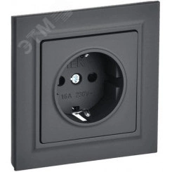 BRITE Розетка 1 пост с заземлением с защитными шторками 16А в сборе РСР14-1-0-БрГ графит IEK BRITE Розетка 1 пост с заземлением с защитными шторками 16А в сборе РСР14-1-0-БрГ графит IEK