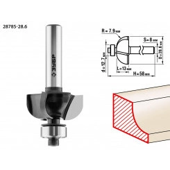 Фреза кромочная калевочная №2 28,6x13мм, радиус 7.9мм Фреза кромочная калевочная №2 28,6x13мм, радиус 7.9мм