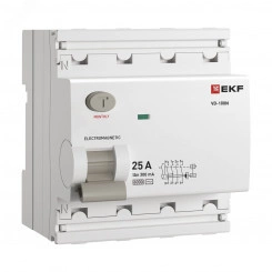 Выключатель дифференциального тока ВД-100N 4P 25А 300мА тип AC эл-мех 6кА PROXIMA EKF Выключатель дифференциального тока ВД-100N 4P 25А 300мА тип AC эл-мех 6кА PROXIMA EKF
