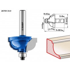 Фреза кромочная калевочная №7 34,9x19мм, радиус 9.5мм Фреза кромочная калевочная №7 34,9x19мм, радиус 9.5мм