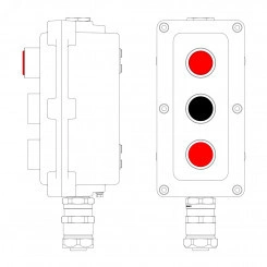 Пост управления взрывонепроницаемый из алюминия LCSD-03-B-MC-L1R(220)x1-P1B(11)x1-P1R(11)x1-PCMB-KAEPM3MHK-26