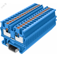 Клемма мини TP 1-1 проходная, Push-in, сечение 1,5 мм. кв., DIN 15, синяя