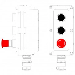 Пост управления взрывонепроницаемый из алюминия LCSD-03-B-MC-P1B(11)x1-P1B(11)x1-P6R(11)x1-PCMB-KAEPM3MHK-26