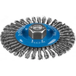 Щетка дисковая для УШМ, плетеные пучки стальной проволоки 0,5мм, 125ммхМ14 ''Профессионал''. Щетка дисковая для УШМ, плетеные пучки стальной проволоки 0,5мм, 125ммхМ14 ''Профессионал''.