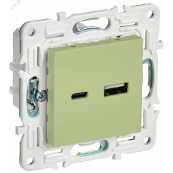 SKANDY Розетка USB A+C 18Вт SK-R13G мятный IEK