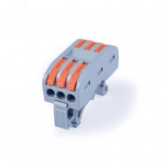 Клемма соединительная универсальная проходная 3 полюса с рычагом на DIN-рейку 0.08-2 Клемма соединительная универсальная проходная 3 полюса с рычагом на DIN-рейку 0.08-2