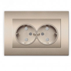 Розетка двухместная UNIVersal серия Афина с/з, с/у, з/ш 16А, 220В, шампань (еврослот), механизм Розетка двухместная UNIVersal серия Афина с/з, с/у, з/ш 16А, 220В, шампань (еврослот), механизм