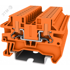 Клемма TP 1-1 проходная с боковой вводом провода .Push-in, сечение 2,5 мм. кв., оранжевая