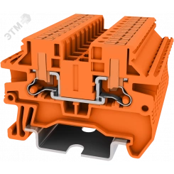 Клемма TP 1-1 проходная с боковой вводом провода .Push-in, сечение 2,5 мм. кв., оранжевая