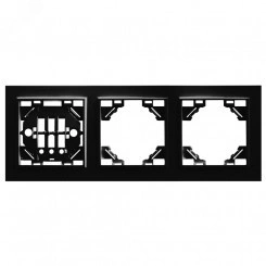 Рамка трехместная горизонтальная, Эрна, черный Stekker