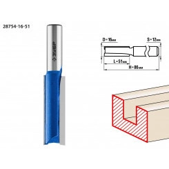 Фреза пазовая прямая 16x51мм, хвостовик 12мм, удлиненная