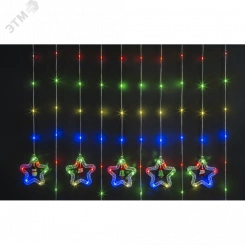 Гирлянда новогодняя светодиодная NGF-D035-03 бахрома звезды и фигурки RGBY 3х0.6м IP20 Гирлянда новогодняя светодиодная NGF-D035-03 бахрома звезды и фигурки RGBY 3х0.6м IP20
