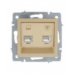 VESNA Розетка компьютер+телефон золото