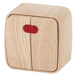 Выключатель двойной с подсветкой, 10A-250В, ОУ, Polo, сосна,3-105-11 Выключатель двойной с подсветкой, 10A-250В, ОУ, Polo, сосна,3-105-11