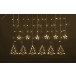 Гирлянда новогодняя светодиодная NGF-D033-01 бахрома звезды и елочки WW 2.5х1 м IP20 Гирлянда новогодняя светодиодная NGF-D033-01 бахрома звезды и елочки WW 2.5х1 м IP20