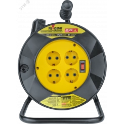 Удлинитель силовой NPE-R-04-30-E-3x1.5 на пластиковой катушке с термовыключателем 4 гнезда с/з 30м ПВС 3х1,5 3500 Вт IP20