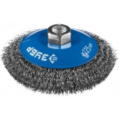 Щетка коническая для УШМ, витая стальная проволока 0,3мм, 125ммхМ14 ''Профессионал''. Щетка коническая для УШМ, витая стальная проволока 0,3мм, 125ммхМ14 ''Профессионал''.