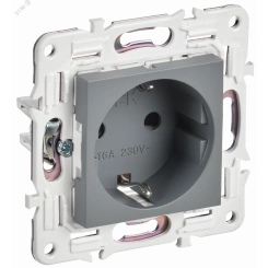 SKANDY Розетка с заземлением с защитными шторками 16А безвинтовое крепление SK-R06Gr серый IEK SKANDY Розетка с заземлением с защитными шторками 16А безвинтовое крепление SK-R06Gr серый IEK